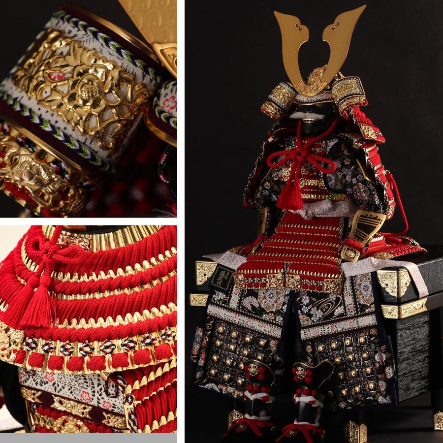 豊富な品平安武久作 五月人形 鎧飾 朱赤 10号 金小札 大鍬 五月人形