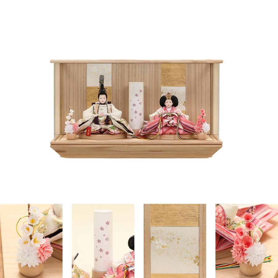 雛人形六角収納2人飾り　芥子サイズ木目調毬 雛人形六角収納2人飾り 芥子サイズ木目調毬 雛人形六角収納2人
