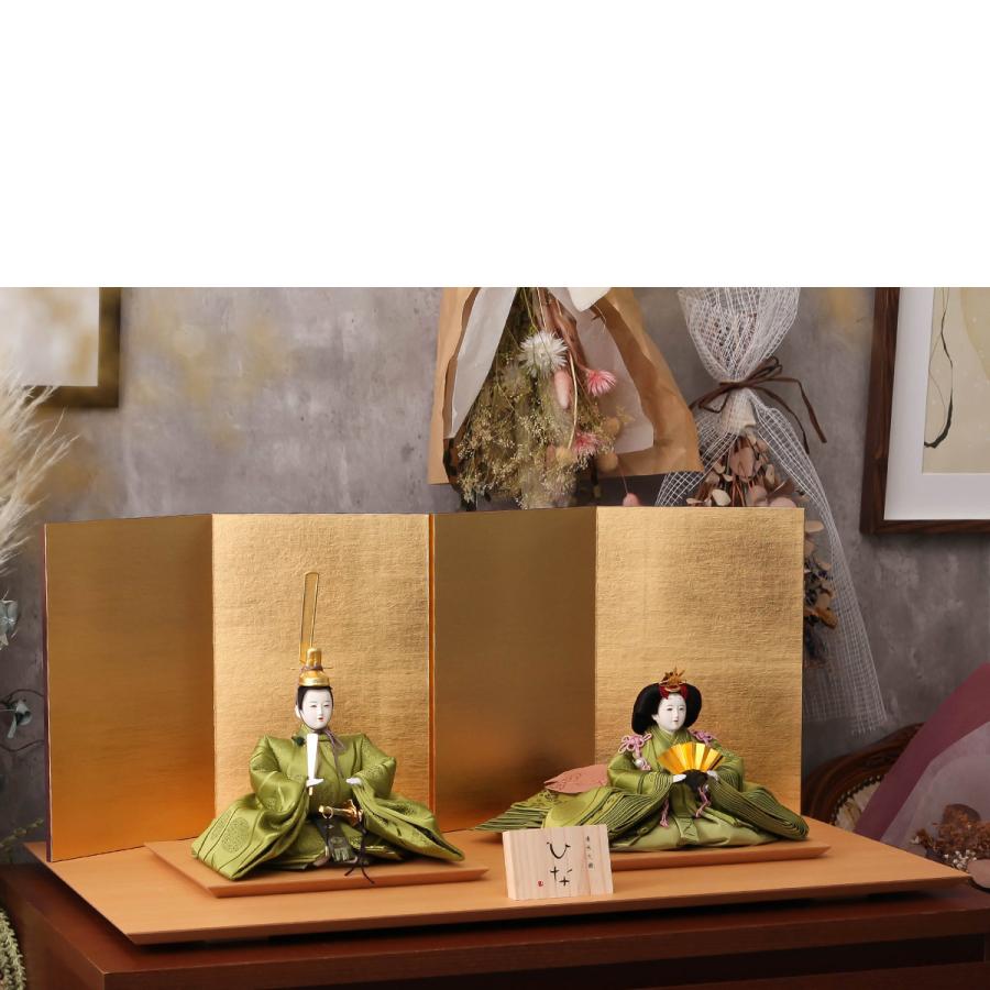 清水久遊作 ひいな 雛人形 十番 無垢 萌黄 親王飾 : 人形と結納 久宝堂
