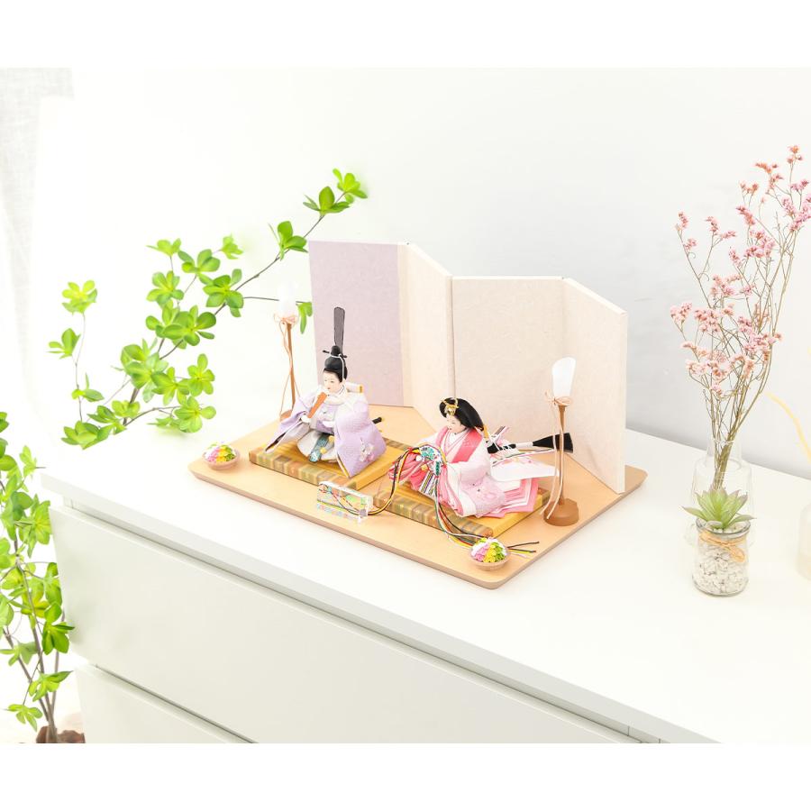【全品ポイント3倍キャンペーン中】【オフシーズン割引☆10％OFF！】雛人形 コンパクト 親王飾り Palette パレット 小芥子 薄色 四曲屏風セット ひな人形