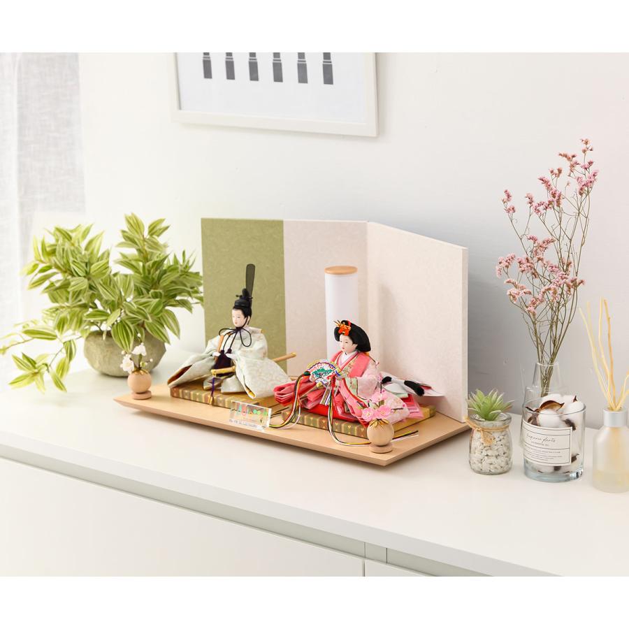 【全品ポイント3倍キャンペーン中】【オフシーズン割引☆10％OFF！】雛人形 コンパクト 親王飾り Palette パレット 芥子 抹茶色 二曲屏風セット ひな人形
