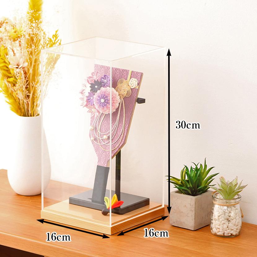 レビュープレゼント】つまみ細工羽子板アクリルケース付 8号 パープルD