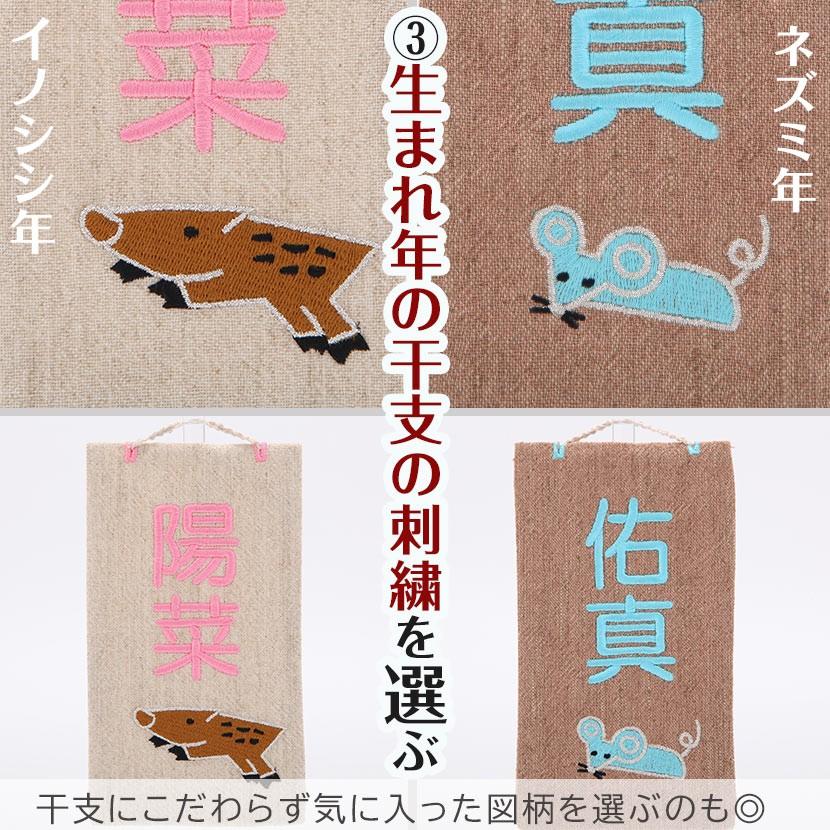 【全品ポイント3倍キャンペーン中】名前旗 cotton 干支シリーズ 選べる生地と刺繍色 名入れ代込みの画像