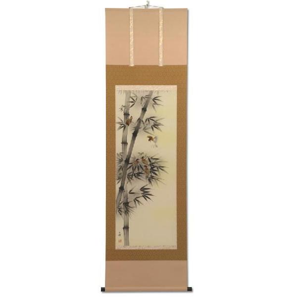 掛軸 掛け軸 竹に雀 横田玉瑛作