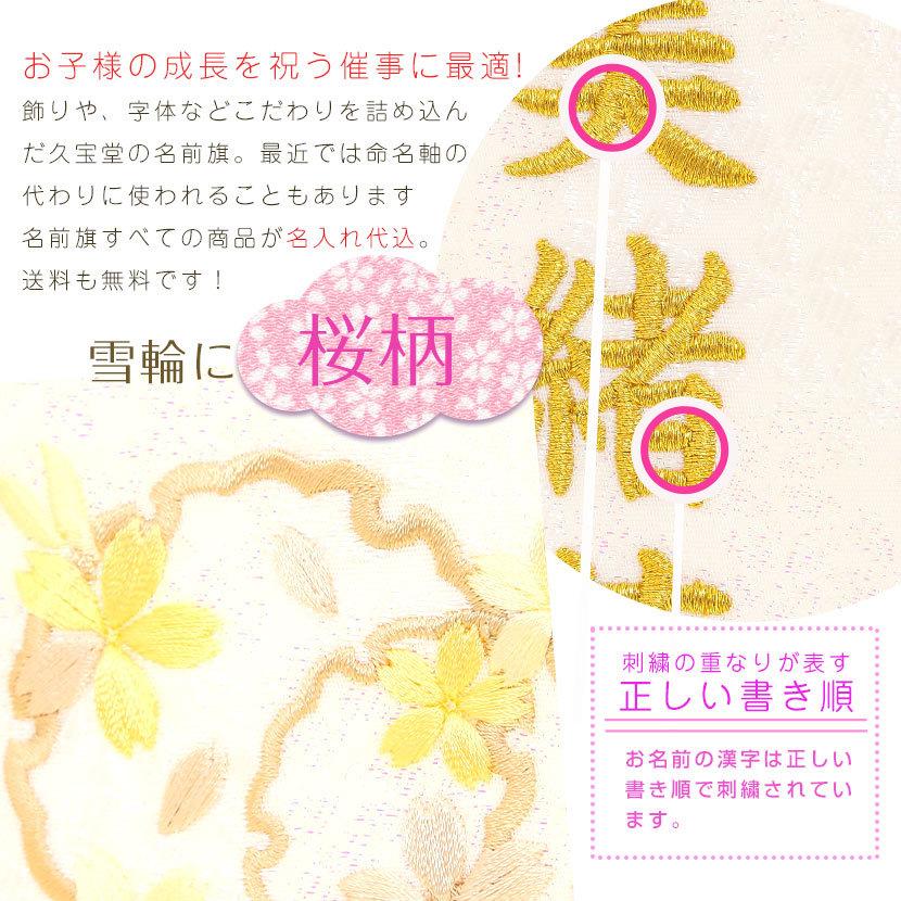 【全品ポイント3倍キャンペーン中】名前旗 ひな祭り お名前・お誕生日入り 刺繍 総刺繍名前旗 （特小）重ね雪輪 金糸刺繍