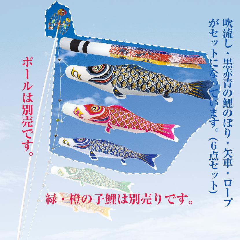 村上鯉のぼり - 鯉のぼり 大型仕かける 日本製 ナイロンゴールド 翔龍吹き流し 3m こい幟旗6点仕かける 家紋入れ・名まえ入れ能力のある吹き流し
