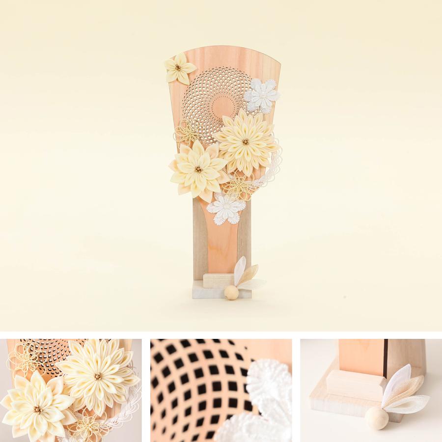 レビュープレゼント】つまみ細工羽子板 木製 8号 ナチュラル 羽子板