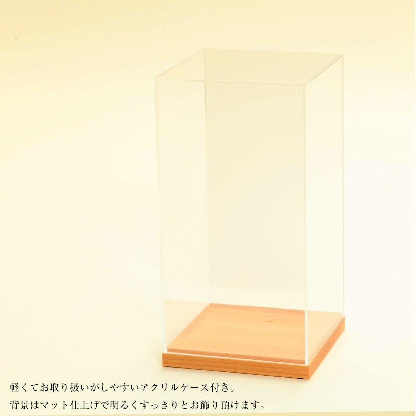 羽子板　アクリルケース　つまみ細工 レビュープレゼント】つまみ細工羽子板飾り 8号 パープルD