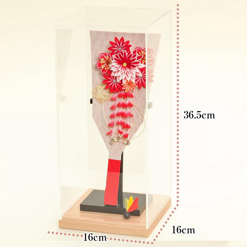 レビュープレゼント】つまみ細工羽子板飾り 10号 ベージュ板 レッド剣