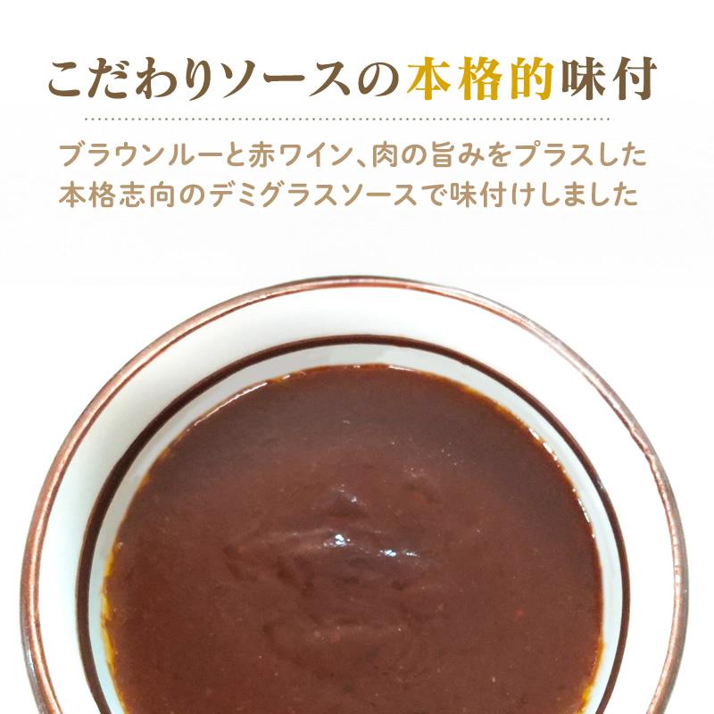 新発売 九州のごちそう便 特製 デミグラスハンバーグ 125g×2パック レトルト 常温 非常食 鶏｜kyushu-gochisoubin｜02