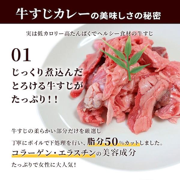 牛すじカレー 200g×3パック 中辛 牛すじ ビーフカレー  国産 コラーゲン 送料無料 博多 防災対策 レトルトカレー レトルト食品 メール便｜kyushu-gochisoubin｜03