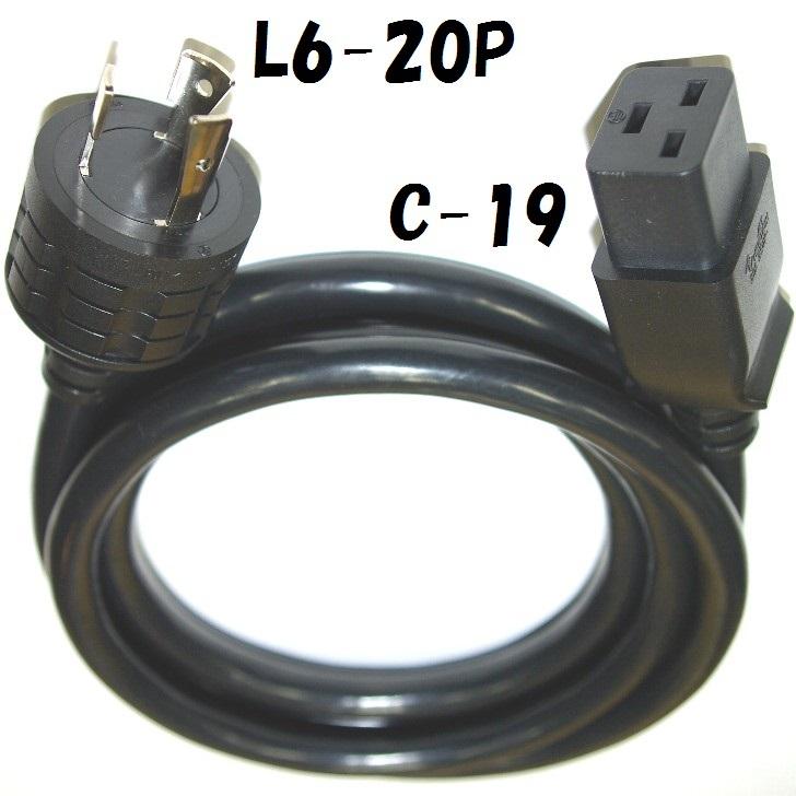2m L6-20P:C19 UPS サーバー用電源コード NEMA規格L6−20P