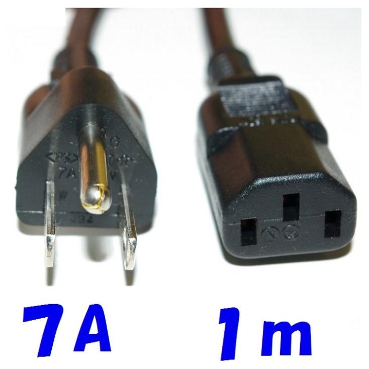 PC 電源コード IEC320 C13 ：3Pプラグ付 丸型コード 1m PSE 7A