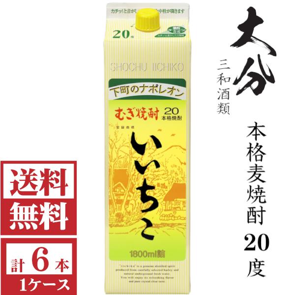 いいちこ20度　6本 いいちこ20度 送料無料 本格麦焼酎 いいちこ20度1800mlパック1ケース