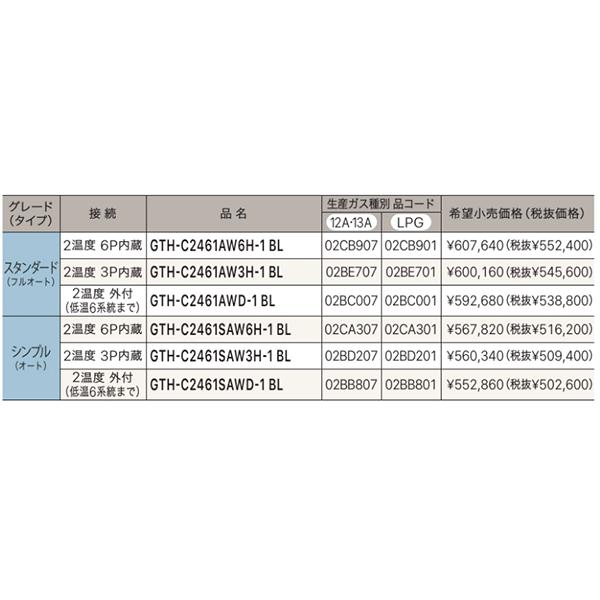 ノーリツ 新定価!*在庫あり*ノーリツ【GTH-C2461SAW6H-1 BL ノーリツ 新定価!*在庫あり*ノーリツ【GTH-C2461SAW6H-1 BL