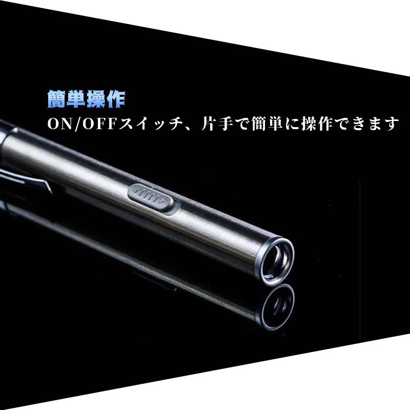 極眩 小型 ペン型 LED ライト コンパクト ステンレス 明るい USB