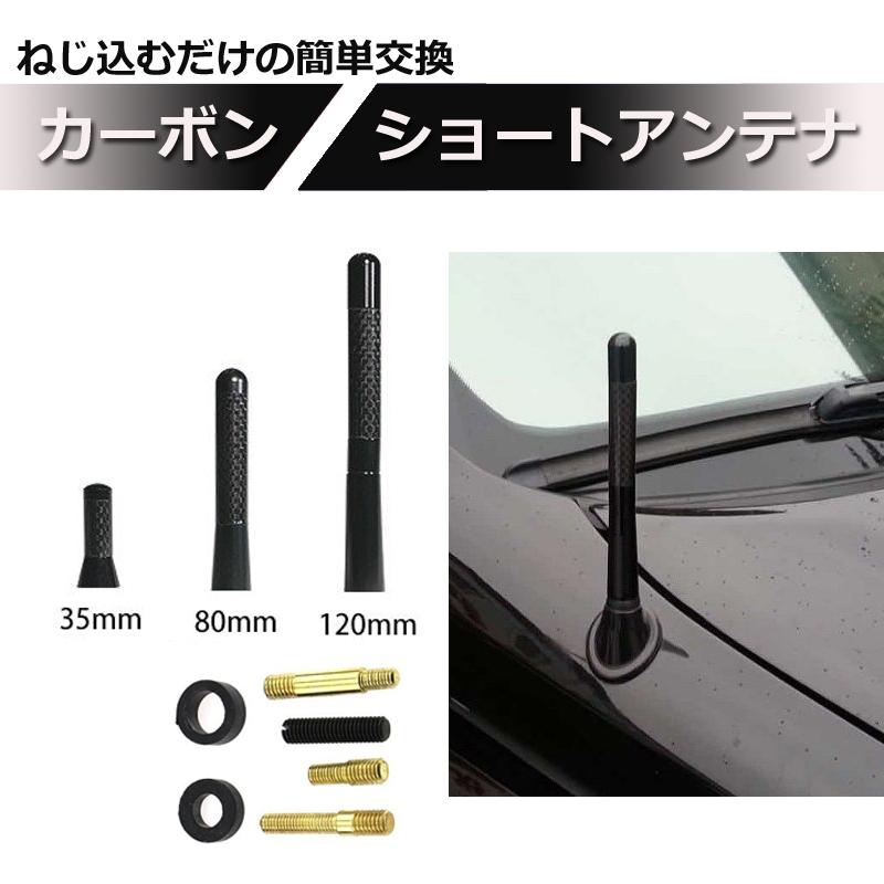 車用 ショートアンテナ カーボン調 黒 ブラック 車 ユーロアンテナ