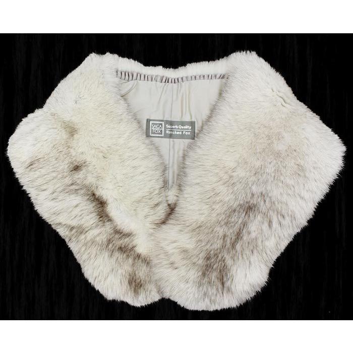 ショール FOX 振袖 最高級 白灰茶色 ホワイト グレー ブラウン ブルー