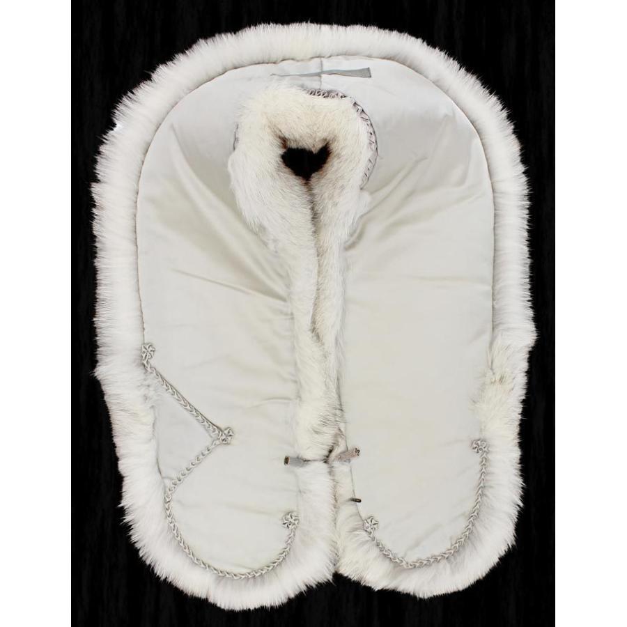 ショール FOX 振袖 最高級 白灰茶色 ホワイト グレー ブラウン ブルー