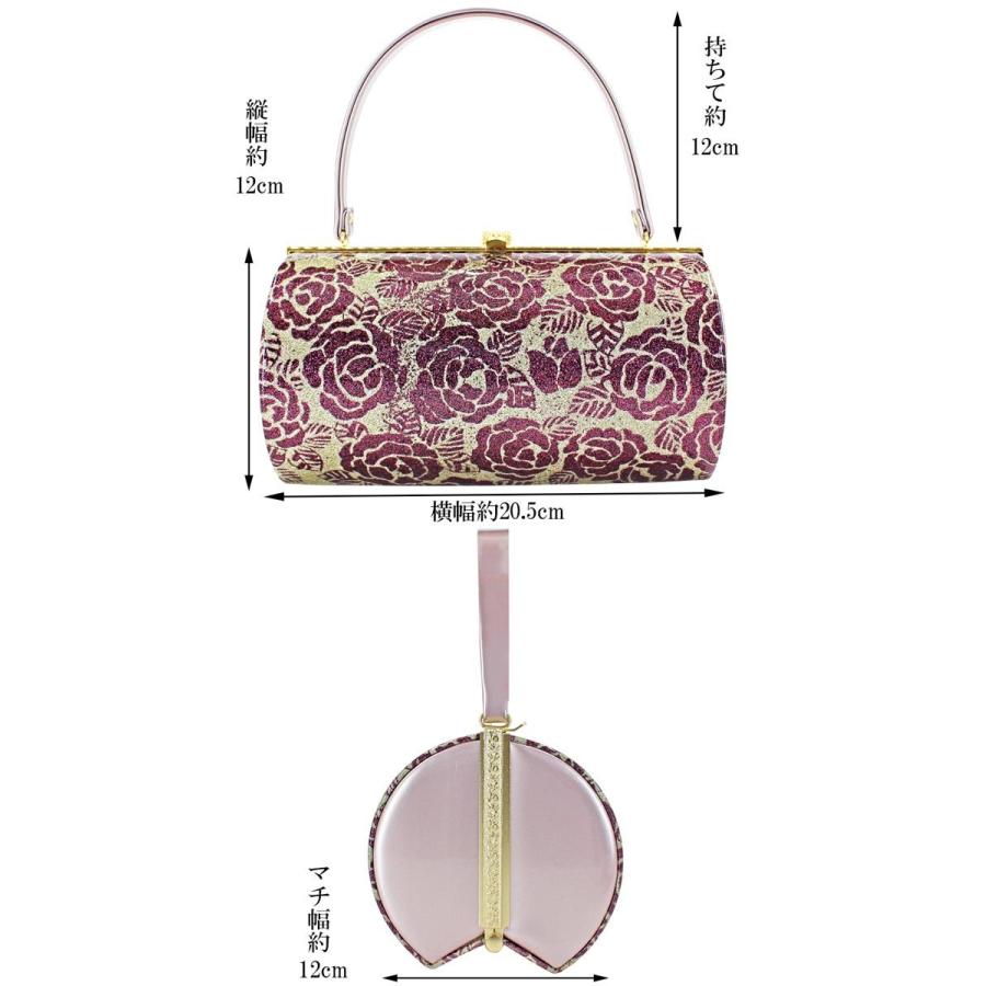 在庫処分】振袖 エナメル草履バッグセット 黒 赤 紫 金 成人式 薔薇柄