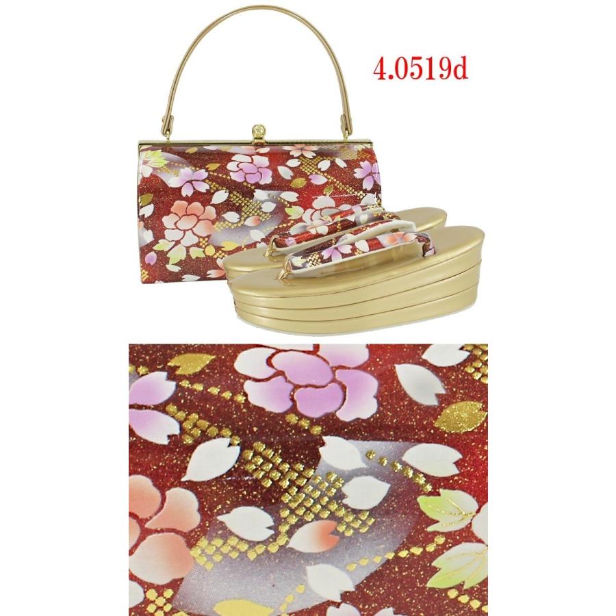 振袖 草履バッグセット 成人式 レッド ゴールド ブラック 赤黒 4タイプ フリーサイズ 24cm 三枚芯 エナメル 優花緒 ハイヒール 謝恩会 卒業式 結婚式n0519