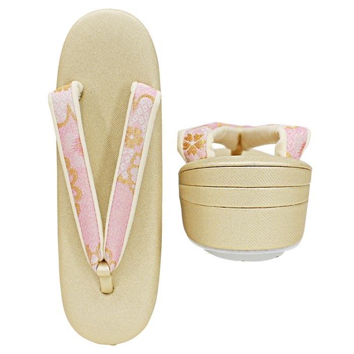 紗織 草履バッグセット 振袖用 ブランド ピンク 金 ラメ入り 桜柄