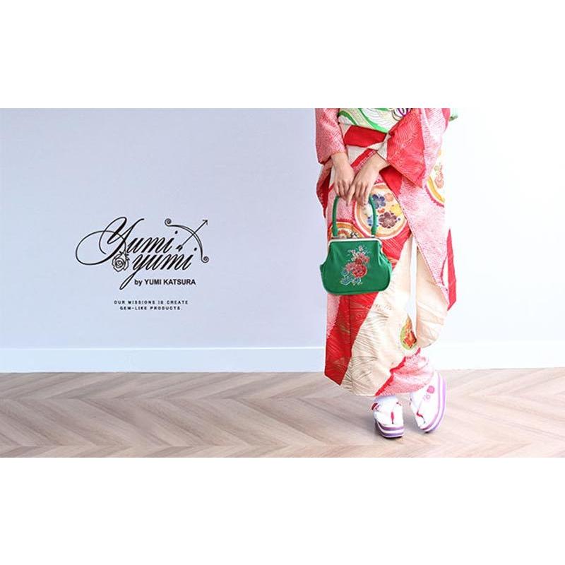 振袖用 バッグ 単品 袴用 着物 yumiyumi 薔薇 刺繍 スエード がま口 桂