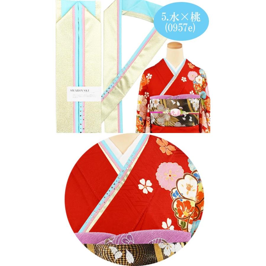 重ね衿 振袖用 正絹 三重重衿 3way リバーシブル 全6色×ゴールド