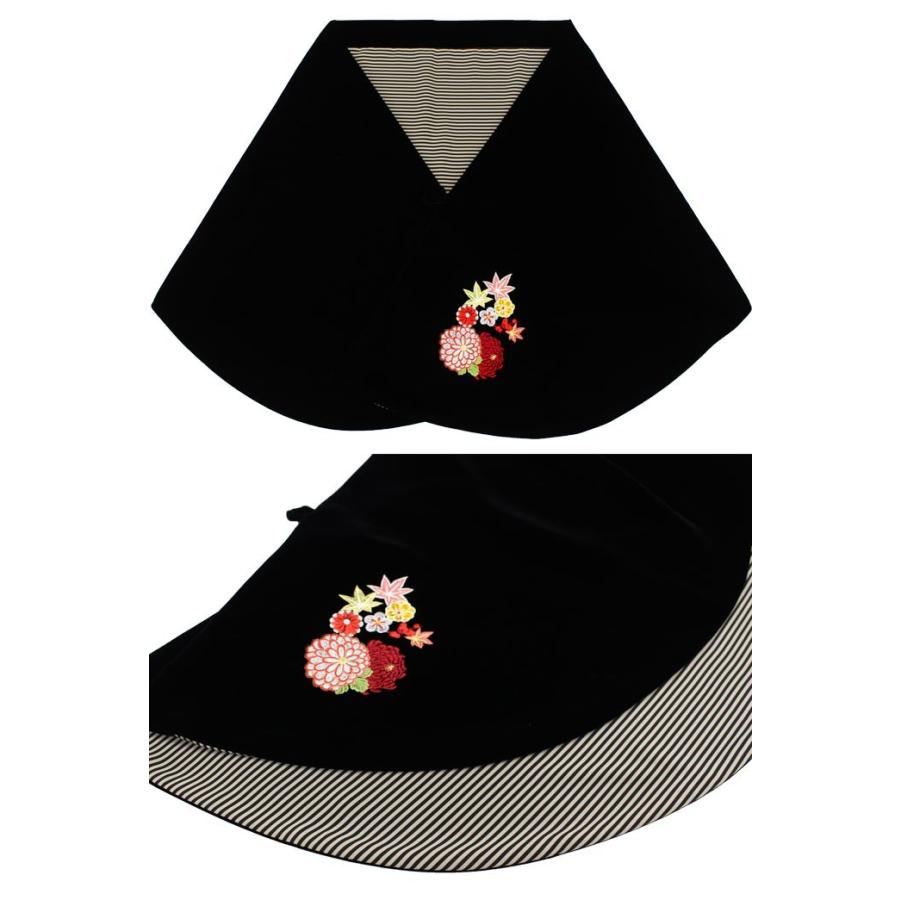 桂由美ベルベットショール 刺繍入り ボーダー 振袖ブランド 黒 紫 赤 3