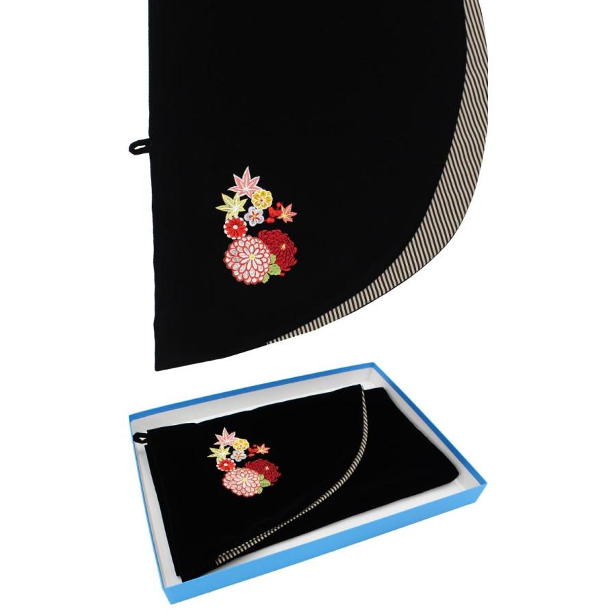 桂由美ベルベットショール 刺繍入り ボーダー 振袖ブランド 黒 紫 赤 3