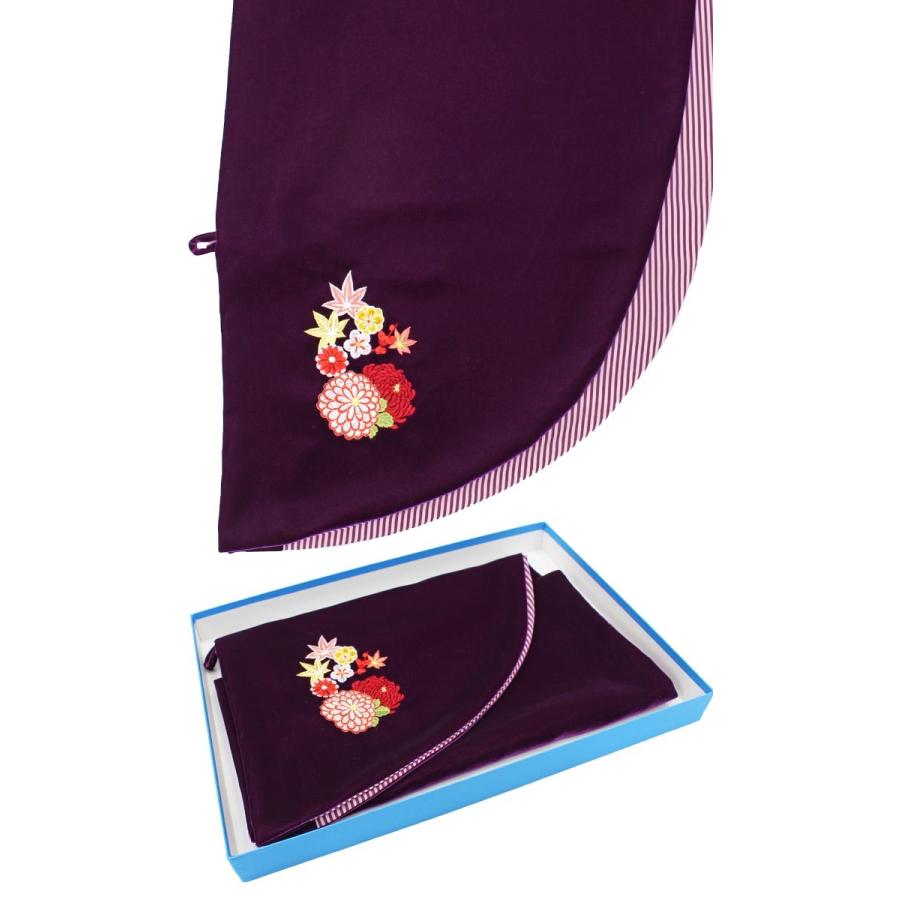 桂由美ベルベットショール 刺繍入り ボーダー 振袖ブランド 黒 紫 赤 3