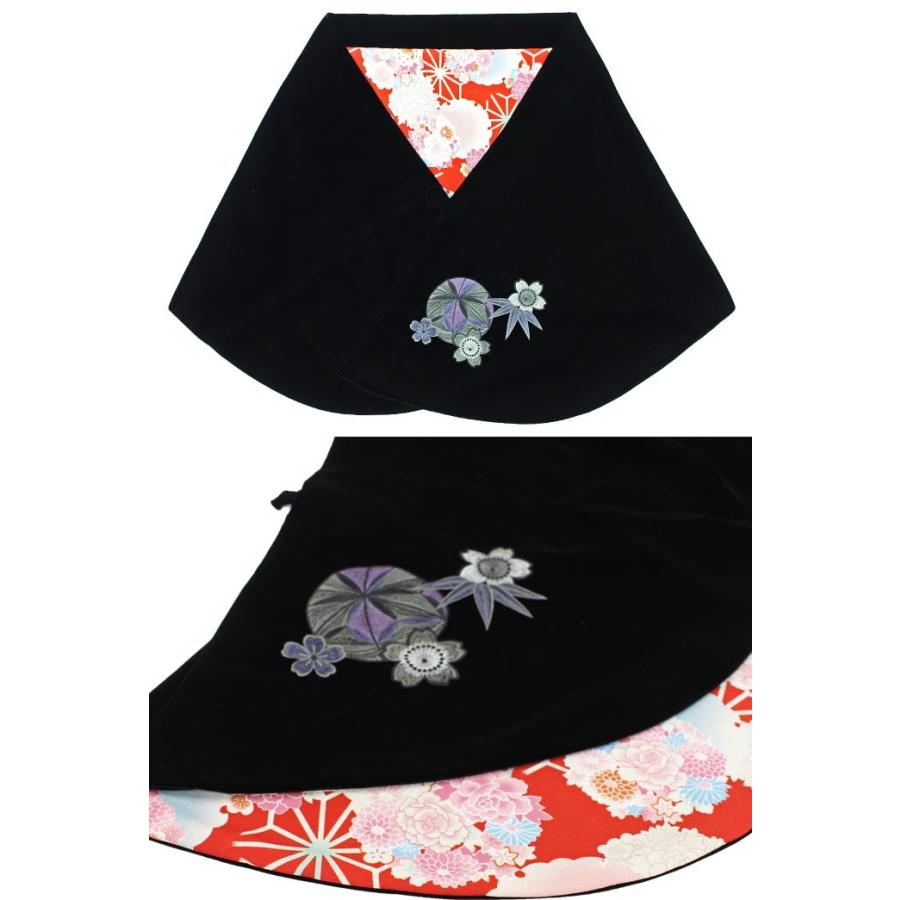 IKKOベルベットショール 刺繍入り 花柄裏地 振袖ブランド 紫 赤 IKKOベルベットショール 刺繍入り 花柄裏地 振袖ブランド 紫 赤