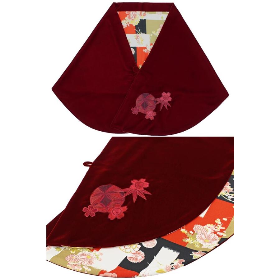IKKOベルベットショール 刺繍入り 花柄裏地 振袖ブランド 紫 赤 IKKOベルベットショール 刺繍入り 花柄裏地 振袖ブランド 紫 赤