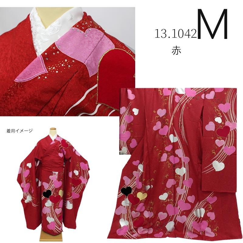 在庫処分】振袖 販売 未仕立て ド派手 アゲハ風 着物 絵羽柄赤 白 黒