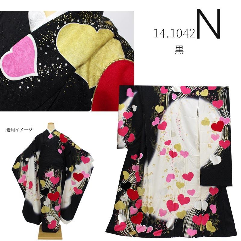 在庫処分】振袖 販売 未仕立て ド派手 アゲハ風 着物 絵羽柄赤 白 黒