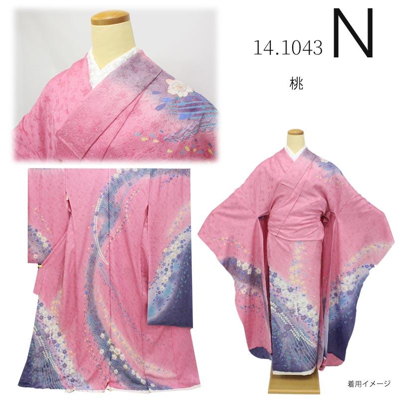 新品　高級振袖　長尺　＊袷着物　辻が花模様　ピンク銀通し桜の地紋　3RM56 新品 高級振袖 長尺 ＊袷着物 辻が花模様 ピンク銀通し桜の地紋 3RM56