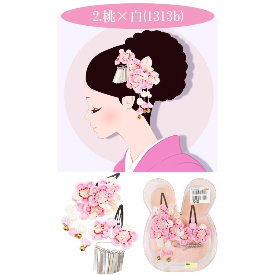 七五三 髪飾り 女の子 5タイプ 花柄 つまみ細工赤 桃 紫 橙 子供