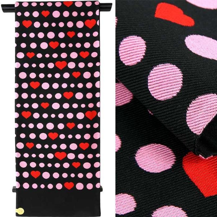在庫処分】訳あり袋帯 単品 すぐ着用可能 西陣織 黒色 ピンク 赤色