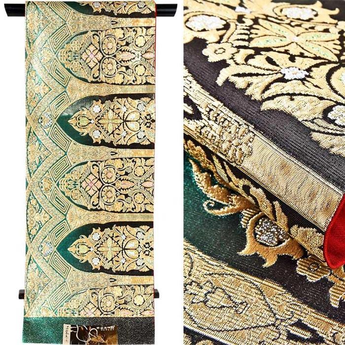 在庫処分 半額袋帯 】単品 すぐ着用可能 正絹 正倉院文様 千地泰弘 