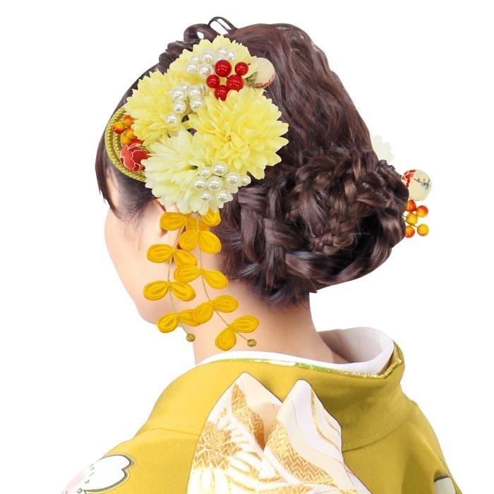 楽天最安値に挑戦 成人式 髪飾り 振袖 謝恩会n342 結婚式 披露宴 浴衣 着物 フラワー 髪留め 袴 卒業式 2点セット 小花 和花 下がり飾り パール飾り ダリア菊系 ホワイト イエロー かんざし 髪飾り Www Collectiviteslocales Fr