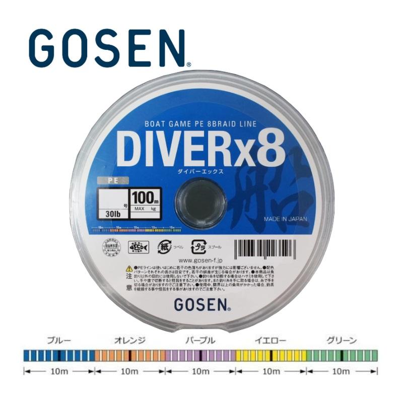 GOSEN ゴーセン PEダイバーx8 船 15号 170LB 100m単品 5色分け GOSEN ゴーセン PEダイバーx8 船 15号 170LB 100m単品 5色分け
