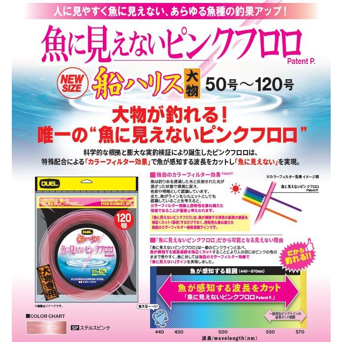 DUEL 50号 150LB 50m 魚に見えないピンクフロロ 船ハリス 大物
