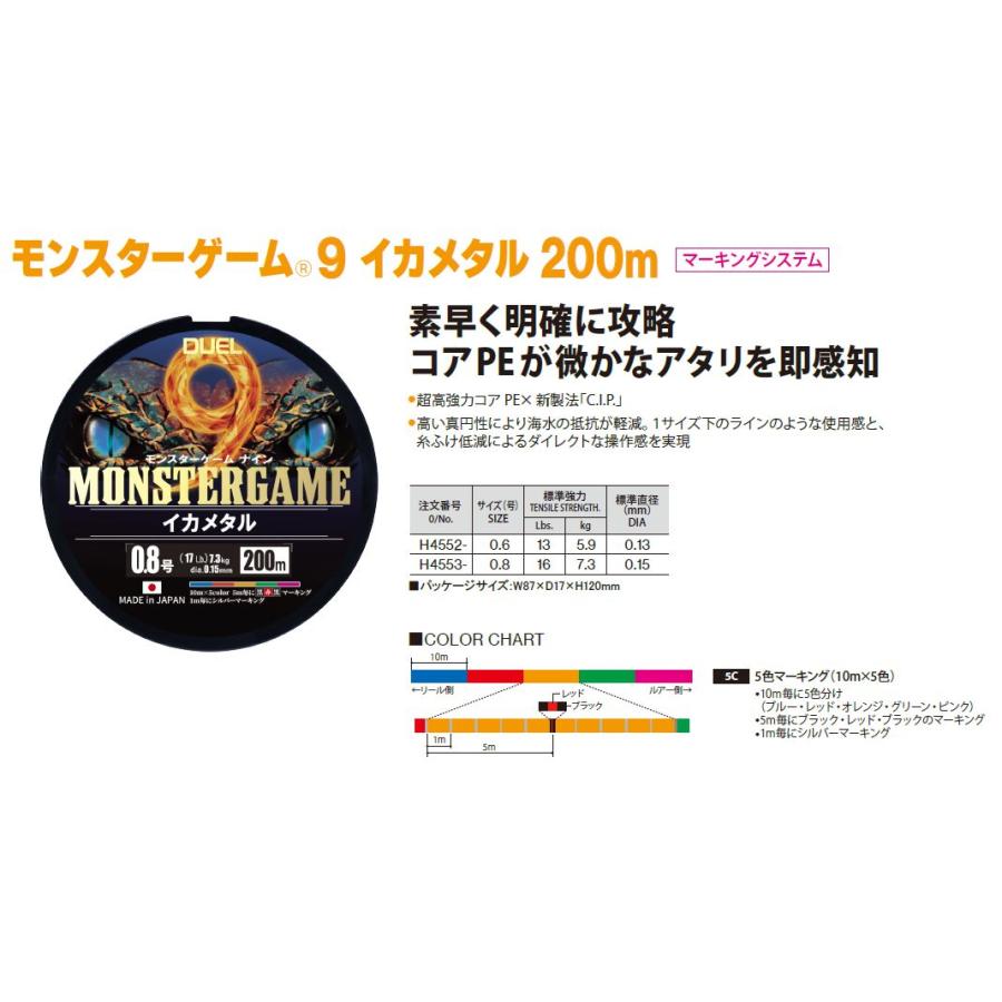 DUEL（デュエル） モンスターゲーム 9 イカメタル 0.6号 0.8号 200m 5