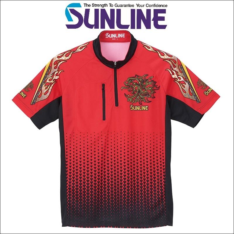 サンライン プロ ドライ シャツ 半袖 S M L Ll レッド ステータス フィッシング 虫よけ加工 ウエア 磯釣り 鮎 船 ルアー Suw 042cw 新製品 予約 5月