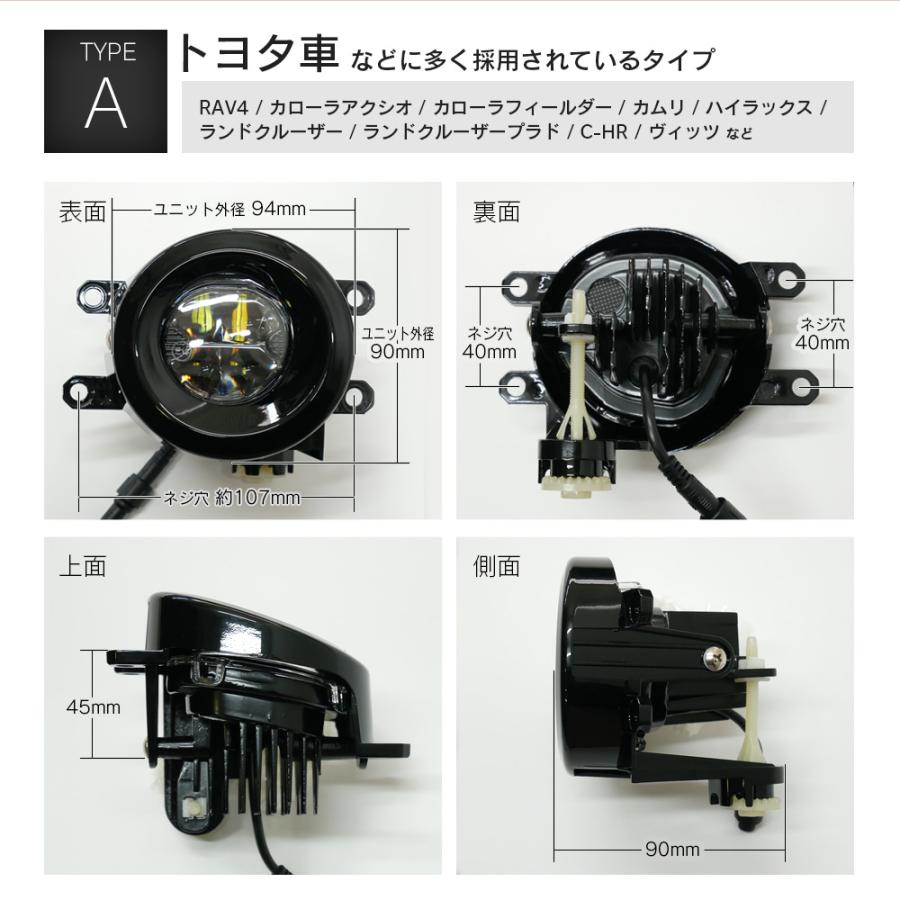 信玄 トヨタ車用 LED フォグユニット 一体型 交換 3色切替 光軸調整