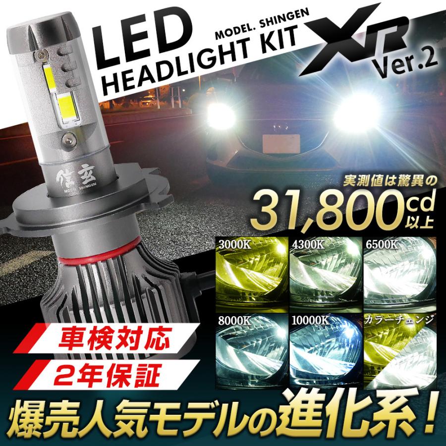 信玄 ledヘッドライト 爆光 31800cd ファン付 ファンレス カラーチェンジ H4 H7 H8 H9 H11 H16 H19 HB3 HB4 PSX24 PSX26 HIR2 XR｜l-c