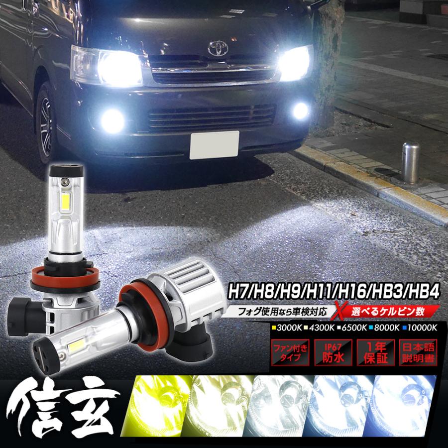15％OFFcp有  LED ヘッドライト フォグランプ 一体型 ファン付  H7 H8 H9 H11 H16 HB3 HB4 信玄 XRmini 12V フォグに使用なら車検対応 | 信玄