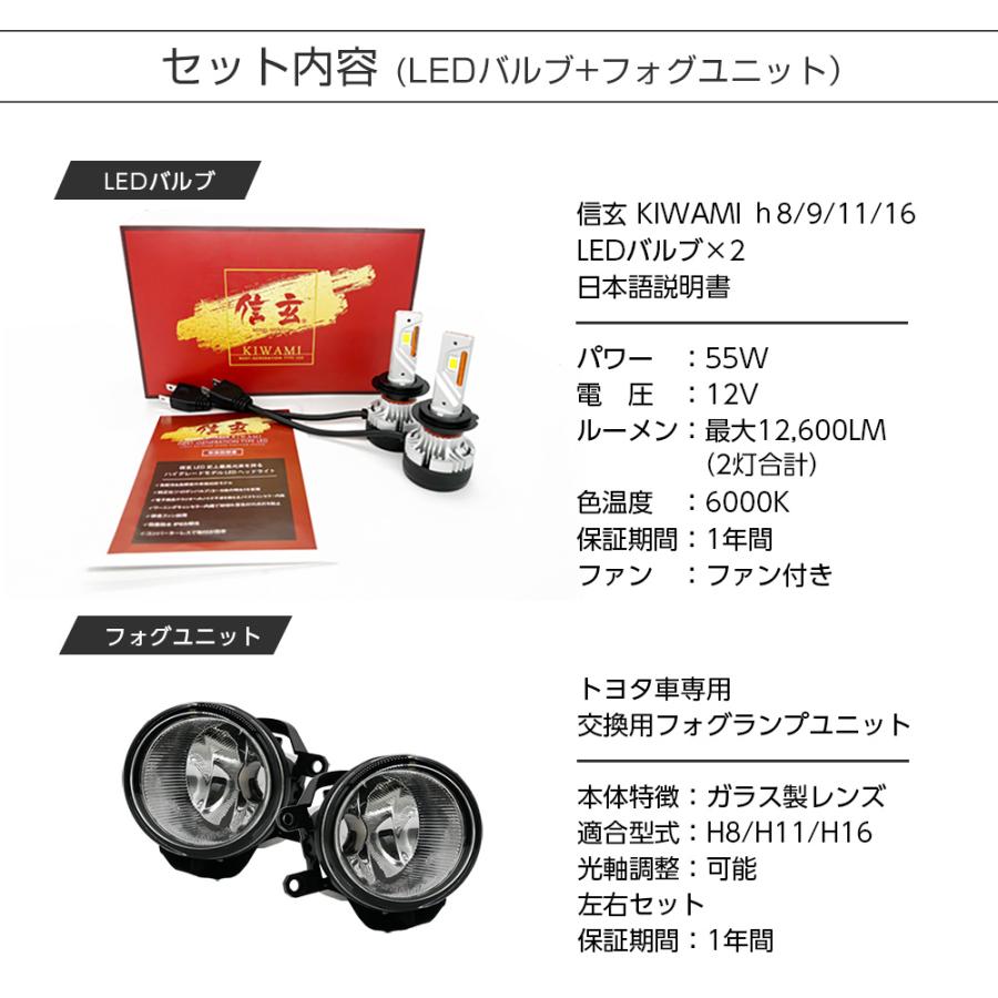 限定20%OFFcp カローラフィールダー カローラアクシオ 140系 ZNE14# ZRE14# フォグランプ ユニット+ LEDバルブ 信玄KIWAMI 55W LED HID H8 H11 H16_8