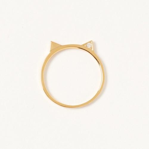 リング レディース 指輪 シルバー SV925 ゴールドカラー 可愛い ねこ ネコ 猫 猫耳 シンプル シトリン ダイヤモンド 0.01ct L&Co. エルアンドコーの画像