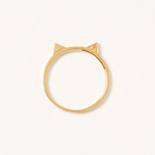 リング レディース 指輪 シルバー SV925 ゴールドカラー 可愛い ねこ ネコ 猫 猫耳 シンプル シトリン ダイヤモンド 0.01ct L&Co. エルアンドコーの画像